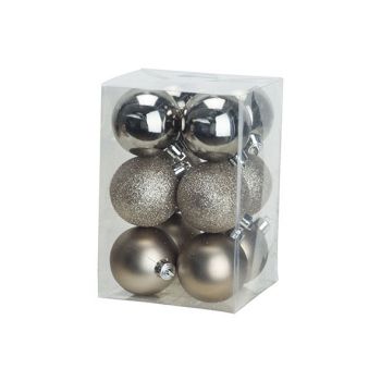 Cosy @ Home Kerstbal Set12 Mix Champagne D6cm Kunsts
